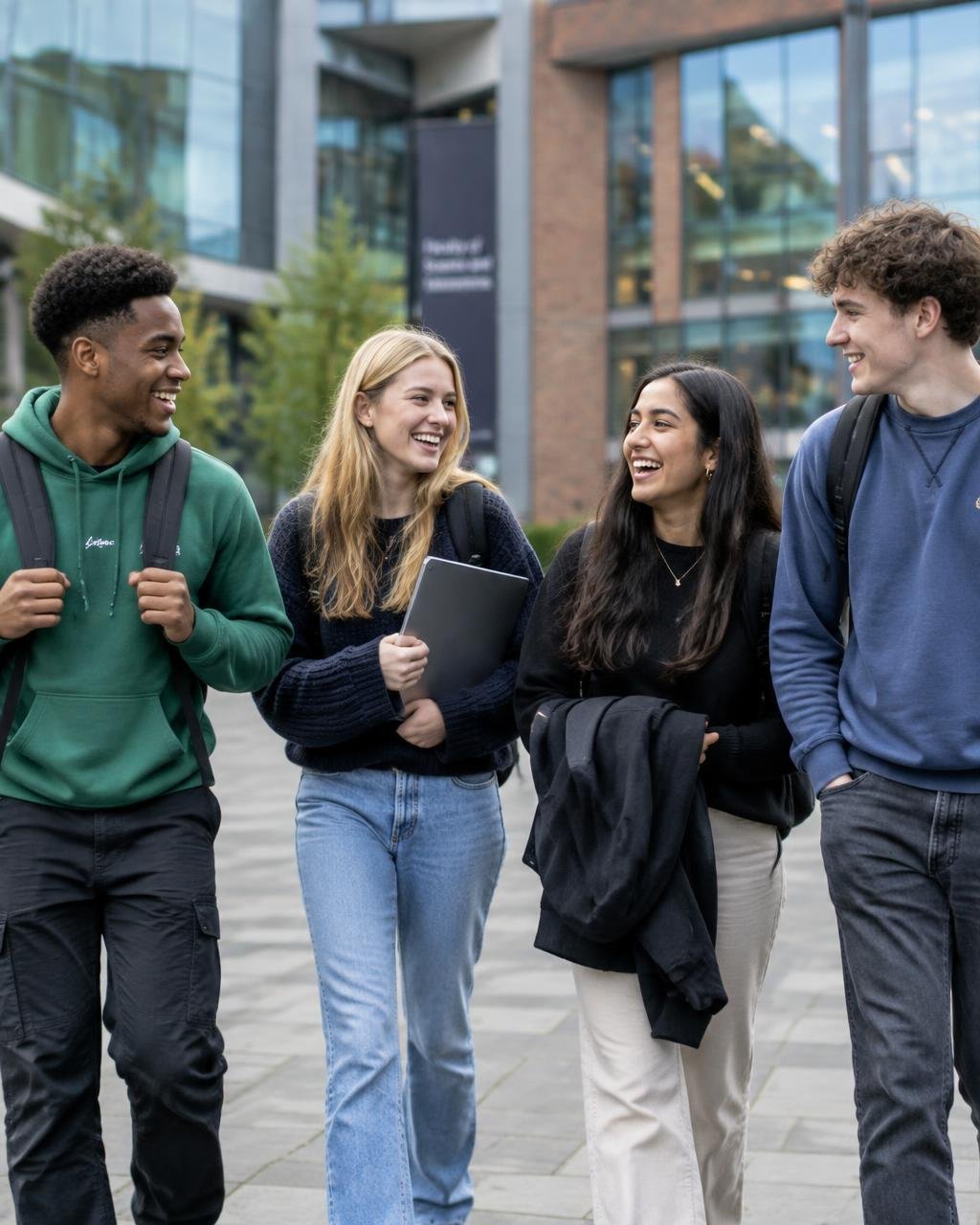 University students walking together on campus